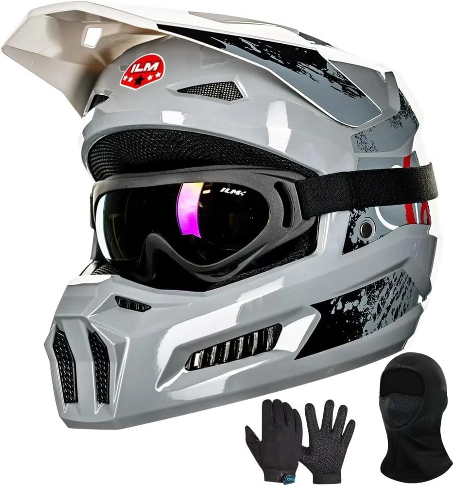 Youth Dirt Bike Helmets Kids ATV Helmet Motorcross BMX Off Road Motorbike with Goggles Gloves Mask DOT Model MT601Y (Matte Black, Youth-Medium)