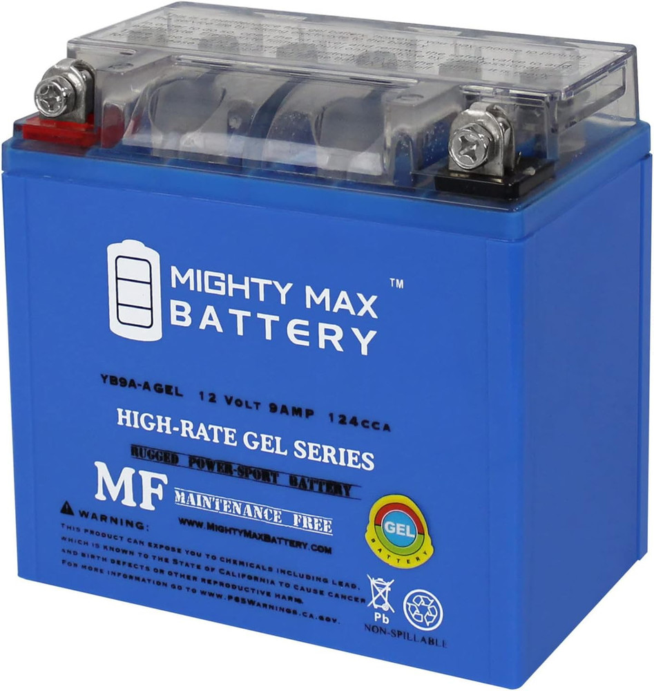 Max Battery YB9A-A GEL - 12 Volt 9 AH, GEL Type, 130 CCA, Rechargeable Maintenance Free SLA AGM Motorcycle Battery