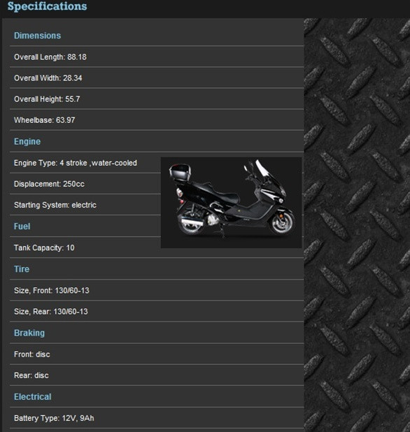2011 SCOOTER 250-T22 FULLY ASSEMBLED UNIT.