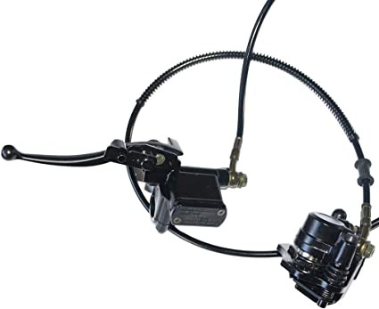 CNCMOTOK Rear Hand Hydraulic Disc Brake Master Cylinder Caliper Assembly with New Brake Pads for 50cc 70cc 90cc 110cc 125cc ATV Quad Taotao Sunl Roketa NST