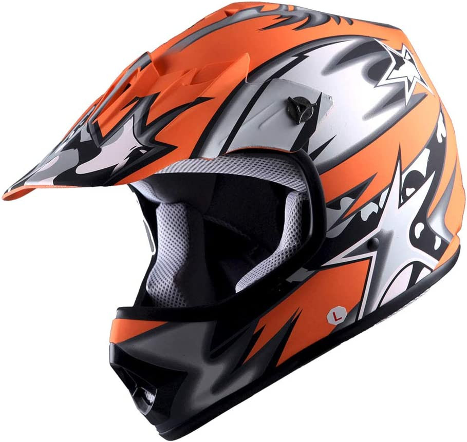 Youth Kids Motocross BMX MX ATV Dirt Bike Helmet Spider Black