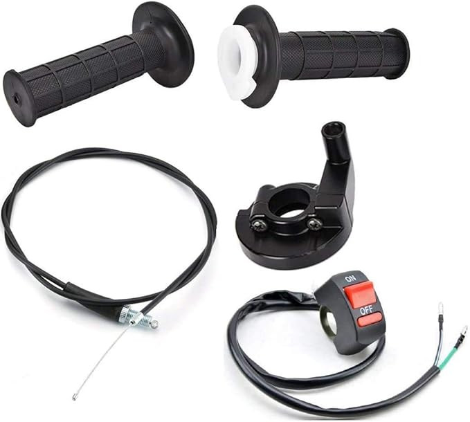 22mm Twist Throttle Accelerator Handle Grips, 50 90 110 125cc Pit Bike Dirtbike (Cable + Throttle Clamp + flameout Switch) by CALU LUKY
