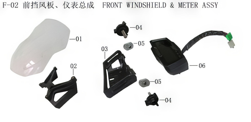 Lifan KPV 150 Front Windshield Plate Set - Complete Replacement Kit