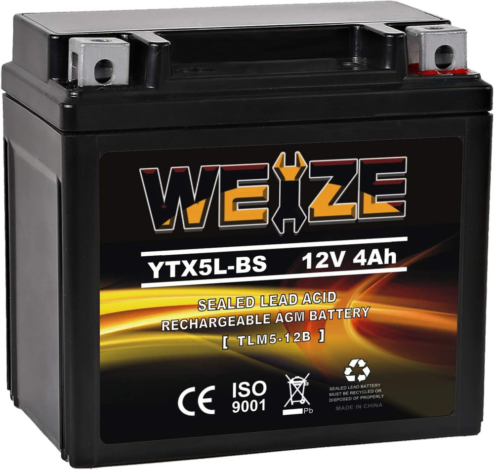 YTX5L-BS High Performance - Maintenance Free - Sealed AGM Motorcycle CTX5L Battery compatible with Honda YUASA Yamaha ETX5L-BS Batteries