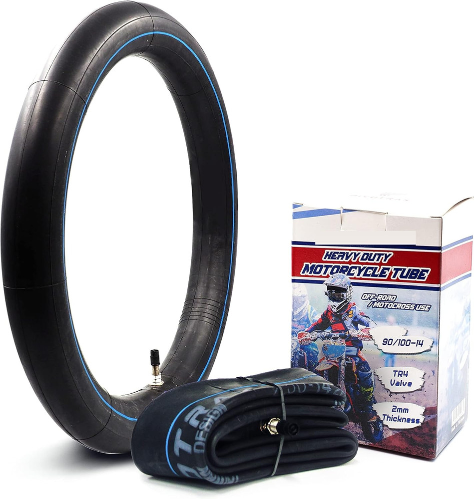 90/100-14 (3.00-14) 14" Heavy Duty Mini Dirt Bike Inner Tube - 2 mm Reinforced Thickness - TR4 Valve Stem Straight