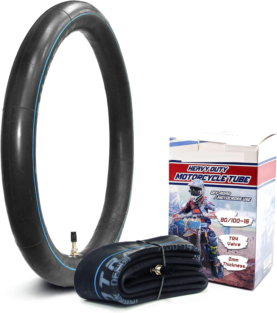 90/100-16 (3.25/3.50-16) 16" Heavy Duty Mini Dirt Bike Inner Tube - 2 mm Reinforced Thickness - TR4 Valve Stem Straight