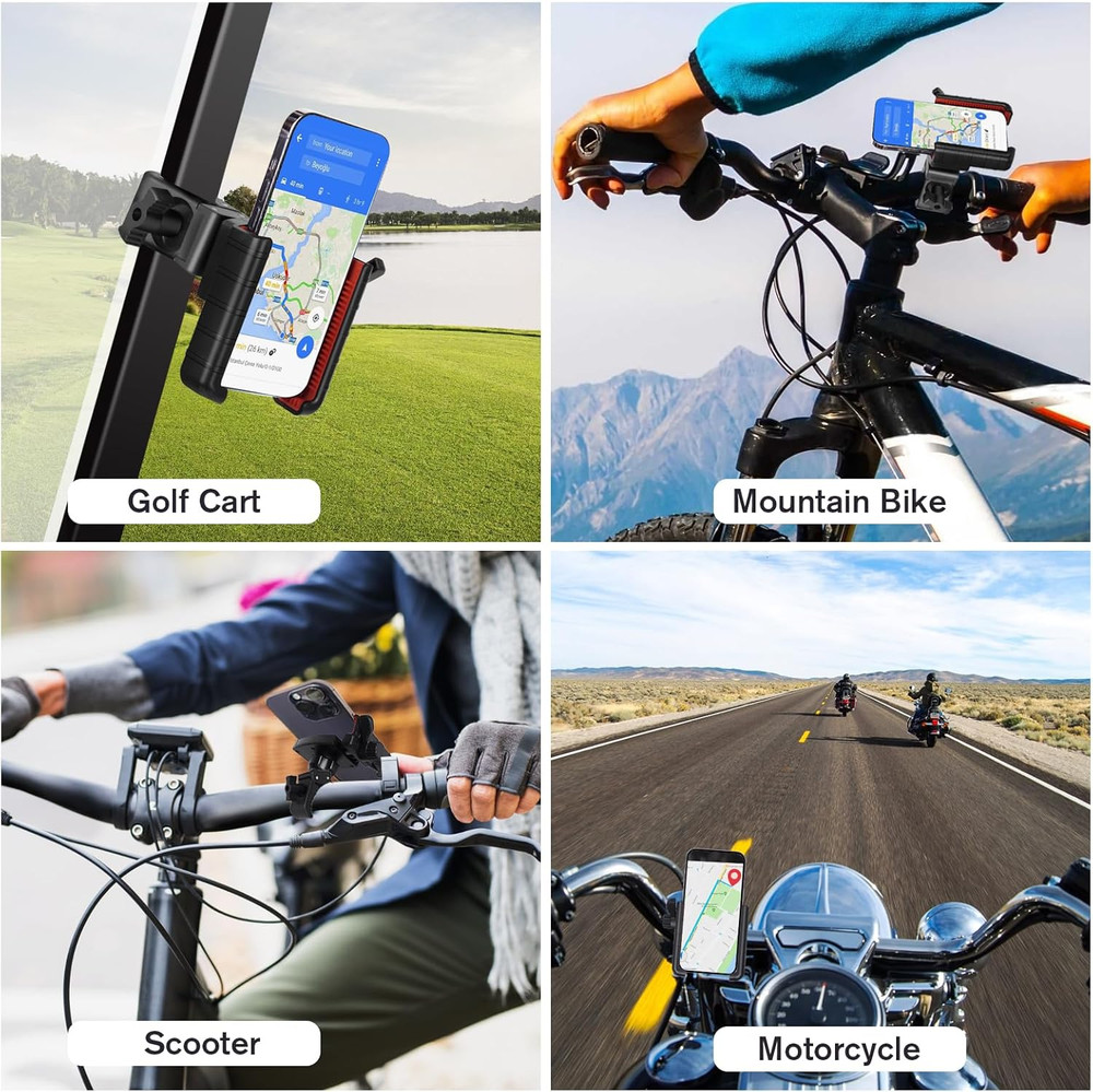 Upgraded Golf Cart Phone Mount Holder Compatible with EZGO/Club Car/Yamaha, [Big Phones & Thick Cases Friendly] Universal Phone Holder Compatible with iPhone/Galaxy/Google Pixel, All Smartphones