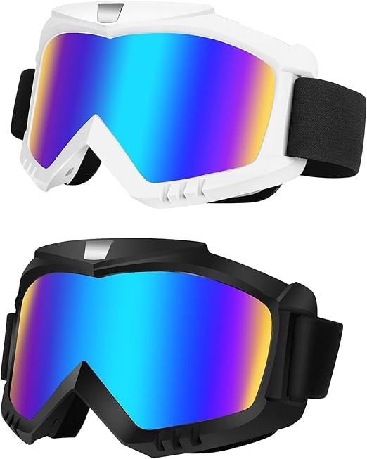 New Dirt Bike Goggles, Motorcycle Goggles 2 Pack ATV Goggles Riding Goggles Ski Goggles Windproof Glasses Racing Goggles