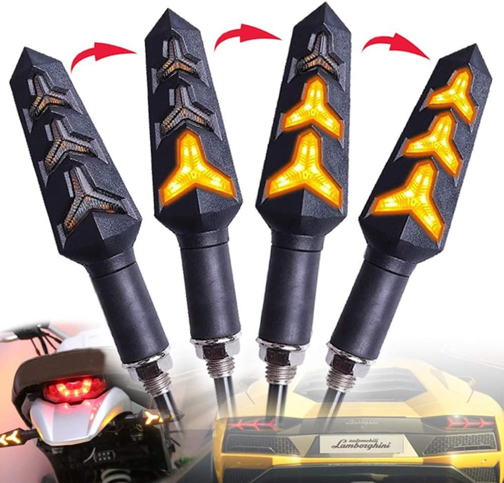 Motorcycle Indicators Flowing Turn Signal Lights Y Shape LED Bulbs For Motorbike Scooter Off Road (DC-12V)