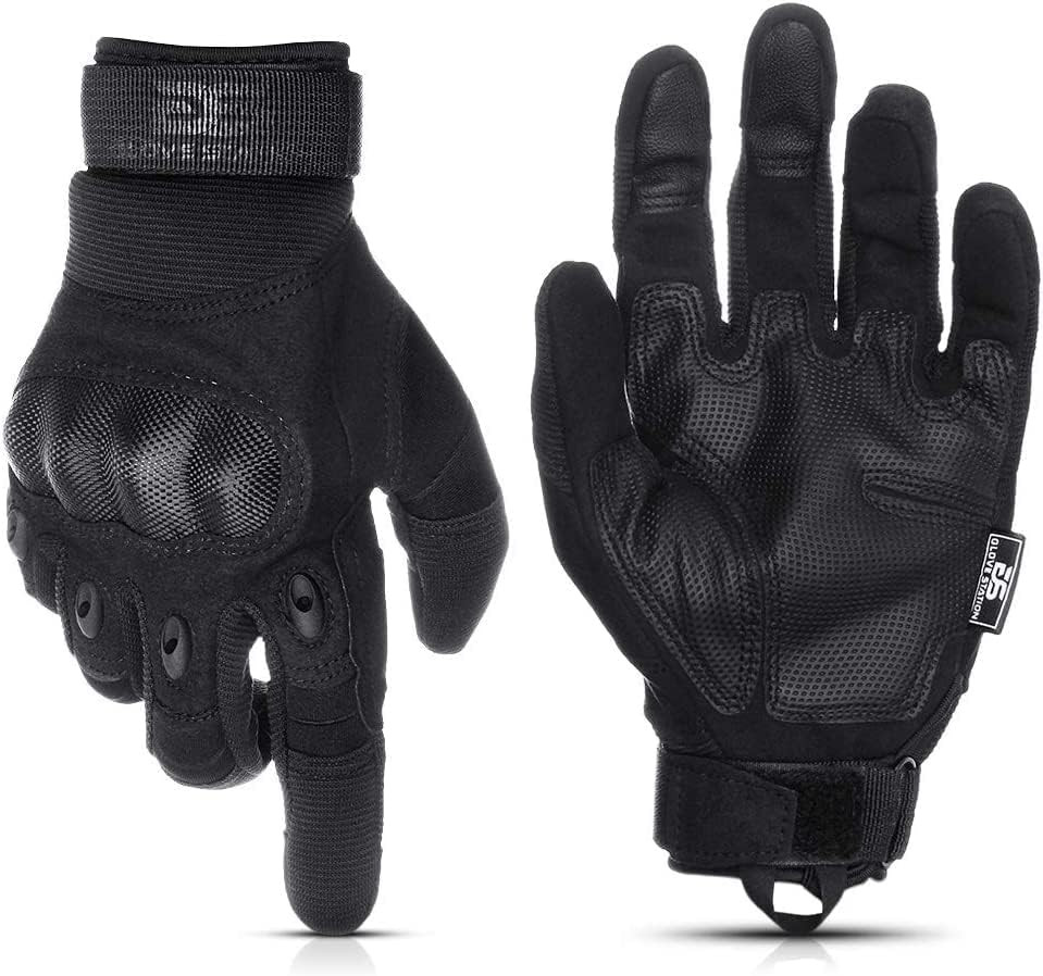 Tactical Shooting Hard Knuckle Gloves for Men and Woman with Touchscreen Fingers - Durable and Comfortable Hand-Gear for Outdoor Work Shooting and Hunting-Black