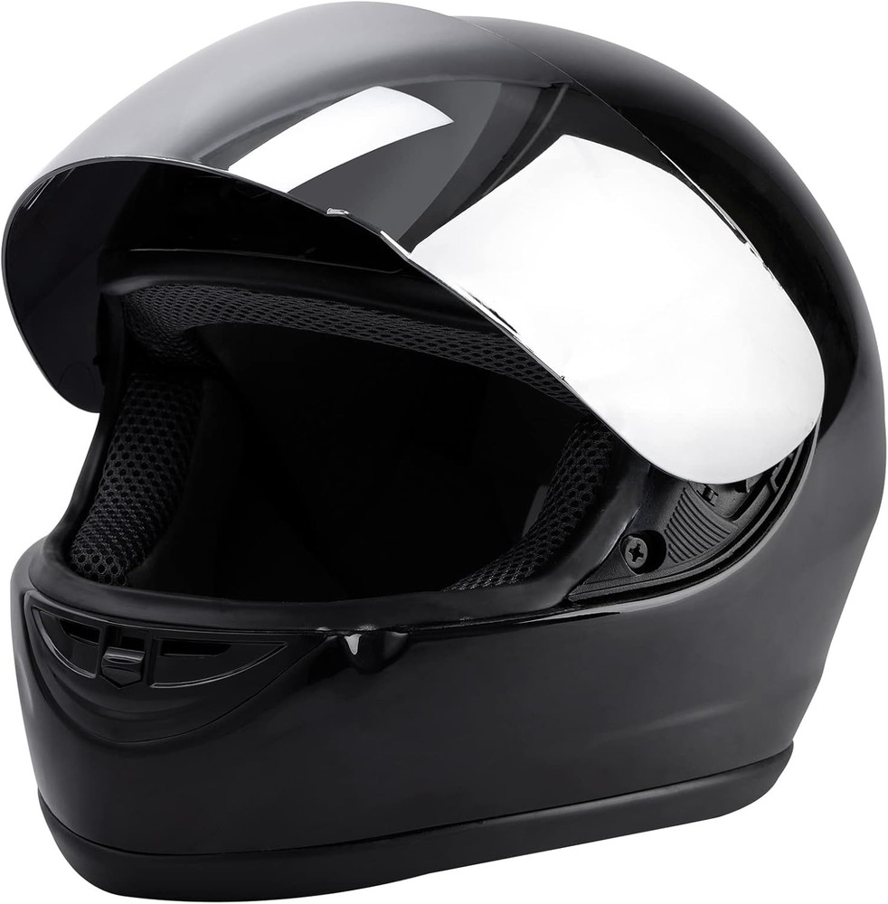 Gloss Black DOT Flip-Up Full Face Motorcycle Helmet with Sun Shield – Street, Dirt Bike, ATV, Off-Road, Motocross