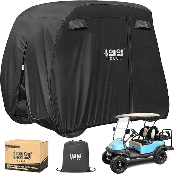 Heavy-Duty 420D Waterproof Golf Cart Cover – Fits Yamaha, EZGO, Club Car (2/2+2/4 Passenger) - L