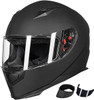 Full Face Motorcycle Street Bike Helmet with Removable Winter Neck Scarf + 2 Visors DOT Model (JK313)