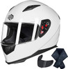 Full Face Motorcycle Street Bike Helmet with Removable Winter Neck Scarf + 2 Visors DOT Model (JK313)