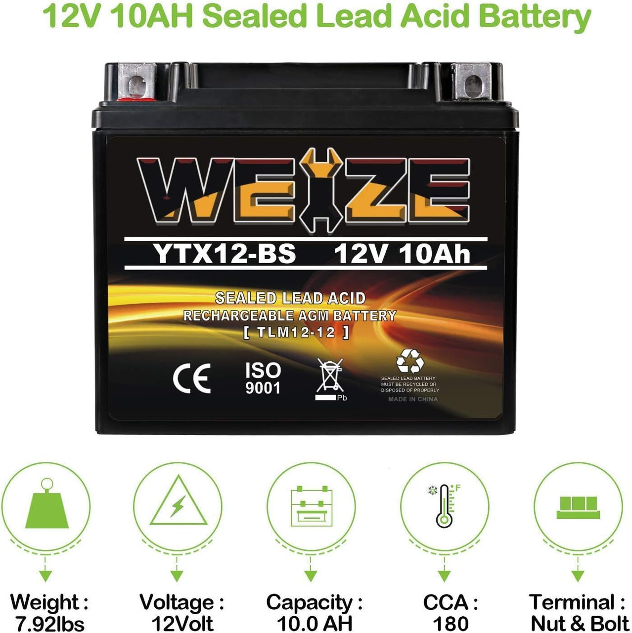 YTX12-BS Motorcycle Battery High Performance | Txpowersports