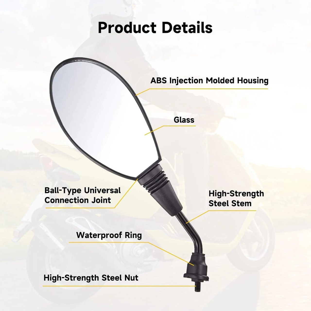 8mm GY6 Scooter Rearview Mirrors for TaoTao, Roketa, & More