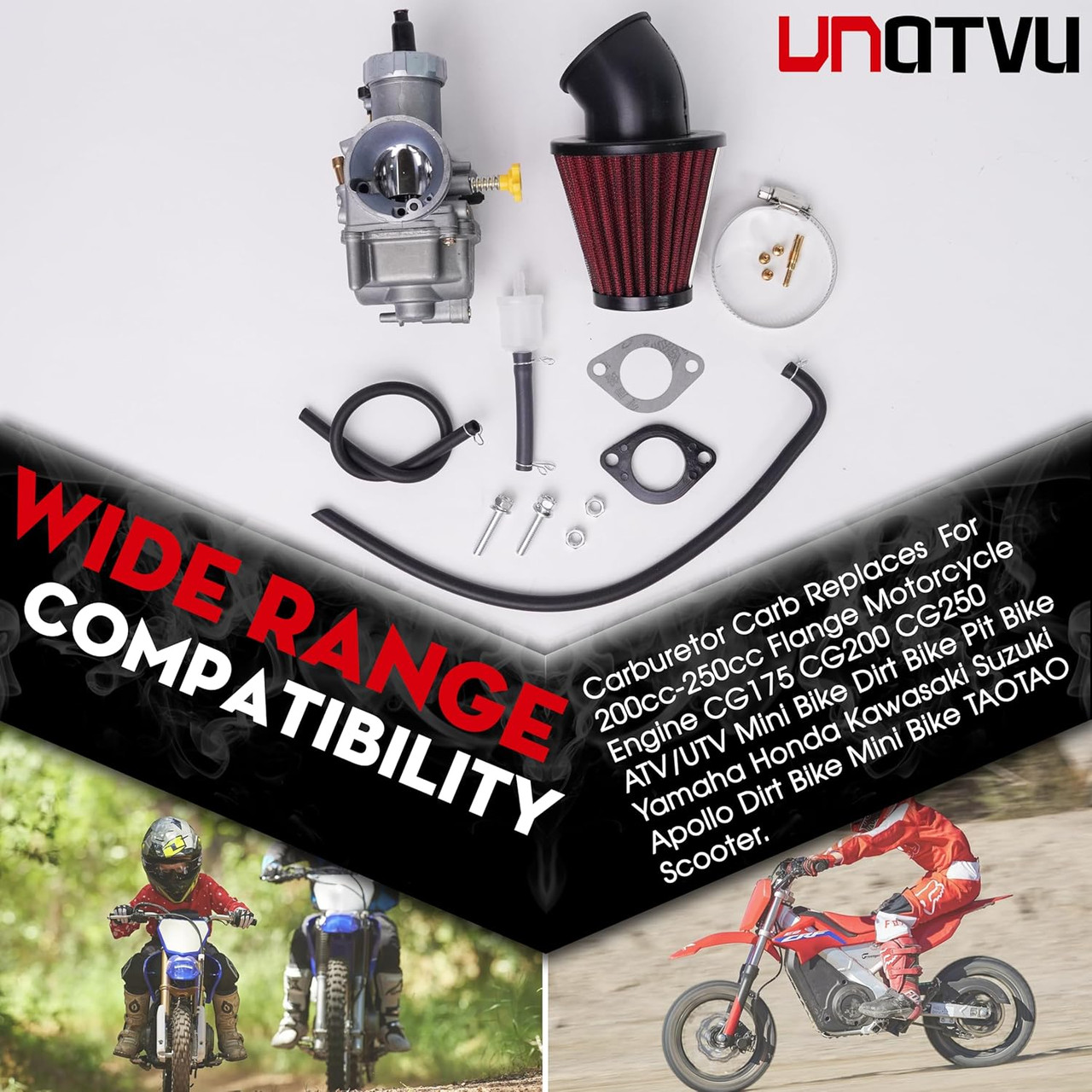 Carburatore PE28 Da 28 Mm Per Motori 200-250cc 2T/4T – Universale Per Moto, Scooter, ATV, Con Getti E Accessori