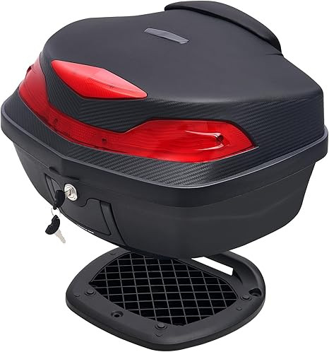 48L Motorcycle Tail Bag Trunk Box | Soft Backrest & Lock