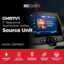 Portable Touchscreen Car Stereo Dual Zone Audio System for Boat & UTV, Black