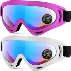 Kids Motorcycle Goggles - 2-Pack Dirt Bike Off-Road Racing Goggles for Boys & Girls