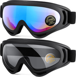 Kids Motorcycle Goggles - 2-Pack Dirt Bike Off-Road Racing Goggles for Boys & Girls