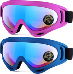 Kids Motorcycle Goggles - 2-Pack Dirt Bike Off-Road Racing Goggles for Boys & Girls