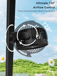 2-Pack Magnetic Golf Cart Fan Rechargeable, 12000mAH Battery Operated Portable Fan with 3 Speeds, LED Lantern, Magnetic Base, Suitable for EZGO Club Car Yamaha, Golf Cart & Cruise Ship Accessories