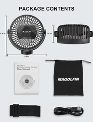 2-Pack Magnetic Golf Cart Fan Rechargeable, 12000mAH Battery Operated Portable Fan with 3 Speeds, LED Lantern, Magnetic Base, Suitable for EZGO Club Car Yamaha, Golf Cart & Cruise Ship Accessories
