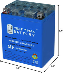 Max Battery YTX14AH-BS GEL 12V 12Ah Battery for Polaris 500 All Models 1999-2012