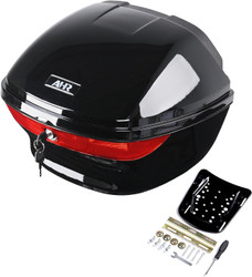Motorcycle Trunk Black Motorcycle Top Case Motorcycle Tail Box Scooter Trunk Tour Motorcycle Storage Box Carrier with Lock for Helmet Luggage, 48L Capacity