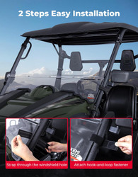 2-in-1 PC Removable Front Windshield Pre-installed rubber Seal Strips Windshield Compatible with UTV Hisun , Msu,Axis,Coleman,Bennche Bighorn,Cub Cadet Challenger 500/700, Massimo MSU 500
