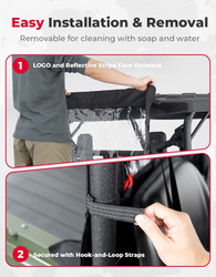 Soft Rear Windshield Compatible with Hisun/Axis/Massimo, 1680D | Compatible with Hisun/Axis/Massimo/Cub Cadet/Coleman 500/700, Water/Tear-Resistant, Roll-Up Vent, 2 Pockets, Reflective