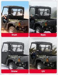 Soft Rear Windshield Compatible with Hisun/Axis/Massimo, 1680D | Compatible with Hisun/Axis/Massimo/Cub Cadet/Coleman 500/700, Water/Tear-Resistant, Roll-Up Vent, 2 Pockets, Reflective
