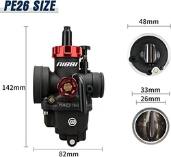 NIBBI 26mm 150cc Carburetor with Jets for 4 Stroke Engines Electric Choke Motorcycle Scooter, Fit YAMAHA KAWASAKI SUZUKI Apollo Dirt Bike Mini Bike SSR TTR KYMCO SYM TAOTAO GY6 Scooter Moped