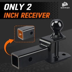 ATV/UTV Trailer Hitch 3-in-1 Towing Ball Mount, Fit 2'' Receiver