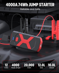 BOOKOO A9 4000A 12V Portable Car Battery Jump Starter – 20000mAh