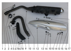 Hawk 250 Bolt 1pcs, muffler and frame 