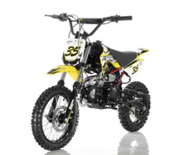 APOLLO DB-35 125cc Manual Clutch Dirt Bike, 4 stroke, Air Cooled - Fully Assembled and Tested Yellow
