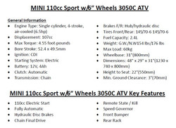 Coolster 3050C-Tumbleweed-Hd Youth Atv, Honda Clone, 110Cc Air Cooled, Single Cylinder, 4-Stroke ATV - Specs