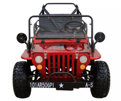 Mini Jeep 6125A Go Kart 125cc Jeep Mini Truck ELITE Edition with 3-Speed Transmission w/Reverse, Custom Rims And Fender Flares - Red