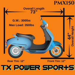 Taotao Power-Max 150CC Scooter Comes With Free Matching Trunk - Side View