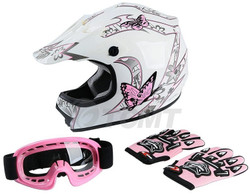 Dot Youth & Kids Motocross Offroad Street Helmet Blue Skull Motorcycle Youth Helmet Dirt Bike Motocross ATV Helmet+Goggles+Gloves