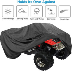 ATV Cover Waterproof, 300D Heavy Duty Black Quad Cover L 86" x 39" x 47", All Weather 4 Wheeler Cover Fit for Kawasaki Polaris Suzuki