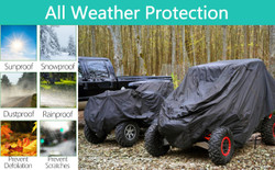 ATV Cover Waterproof, 300D Heavy Duty Black Quad Cover L 86" x 39" x 47", All Weather 4 Wheeler Cover Fit for Kawasaki Polaris Suzuki