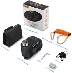 Alarm Disc Lock Motorcycle Disc Brake Lock Anti-Theft Waterproof 110 dB 7mm Pin 5ft Reminder