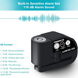 Alarm Disc Lock Motorcycle Disc Brake Lock Anti-Theft Waterproof 110 dB 7mm Pin 5ft Reminder