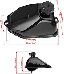 FVRITO Metal Gas Fuel Petrol Tank for 50cc 70cc 90cc 110cc 125cc Sunl Coolster Roketa Taotao ATA JCL Baja Motorsports BMS Vitacci Rider - 03