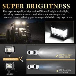 BUNKER INDUST Side Shooter LED Light Pods Wiring Harness Kit, 2pcs 4”inch Spot Flood Combo Beam CREE LED Light Bar 60W Work Lights Waterproof Off Road Fog Driving Bumper Light for ATV UTV Truck Boat-2