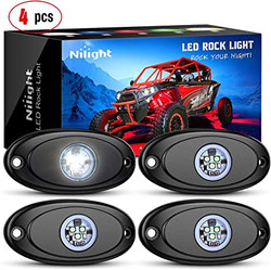 Nilight LED Rock Light 4PCS White Light Pods Waterproof Under Body Wheel Well Light Exterior Interior Lights for Car Truck Pickups ATV UTV SUV Motorcycle Boat, 2 Years Warranty-1
