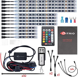 DITRIO 12pcs Underglow RGB LED Strip Light Kit DC 12V with 2 Red Blinking Brake Light Styles for Motorcycles Trikes Golf Carts ATVs UTVs – M12r-7
